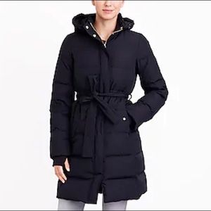 J. Crew Long Belted Puffer Jacket